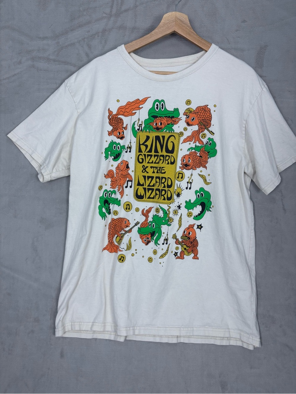 King Gizzard & The Lizard Wizard Graphic Band Tee XL Cream Psychedelic Shirt